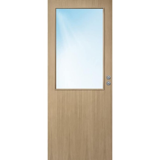 Skyvedør Bygg1 Sans HW Finer Eik Klart Glass Hvit Lasert