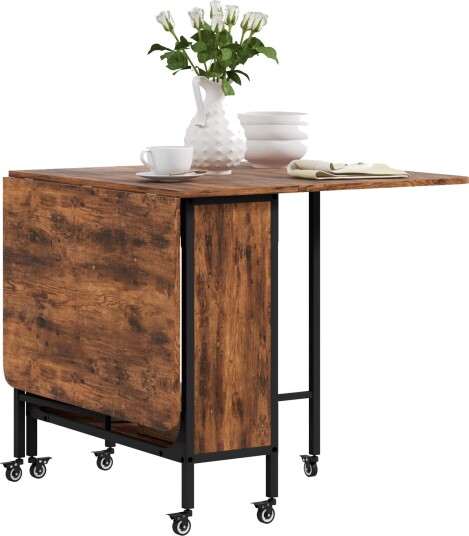 Sammenleggbart spisebord Kjøkkenbord for 6 personer med åpen hylle Mobilt sammenleggbart bord Spisebord for små rom spisestue,