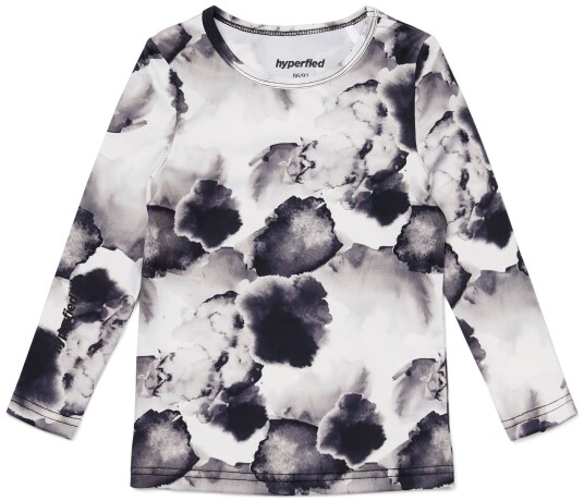 Hyperfied Long Sleeve Logo Top Black/Grey Watercolor 134-140