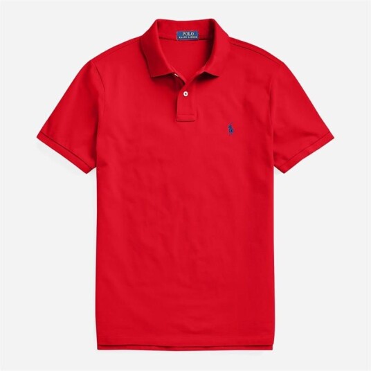 Ralph Lauren Custom Slim Fit Mesh Polo Shirt - Red Ralph Lauren Custom Slim Fit Mesh Polo Shirt - Red