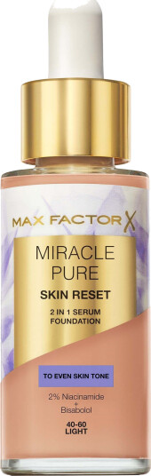 Max Factor Miracle Pure 2in1 Serum Foundation 40-60 Light - 30 ml Max Factor Miracle Pure 2in1 Serum Foundation 40-60 Light - 30 ml