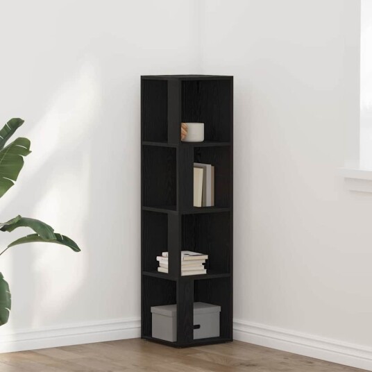  Bokhylle Svart Eik 33x33x132 cm Laget av tre
