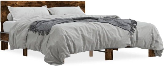 Sengeramme røkt eik 150x200 cm konstruert tre og metall 8721102614859