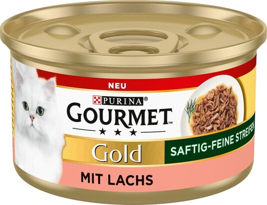 Gourmet våtfôr Gold Saftige Fine Strimler Våtfôr Laks 48x85 g