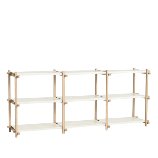 HAY Woody Shelving 2.0 Hylleenhet Lav Mandel Hvit/stål HAY Woody Shelving 2.0 Hylleenhet Lav Mandel Hvit/stål