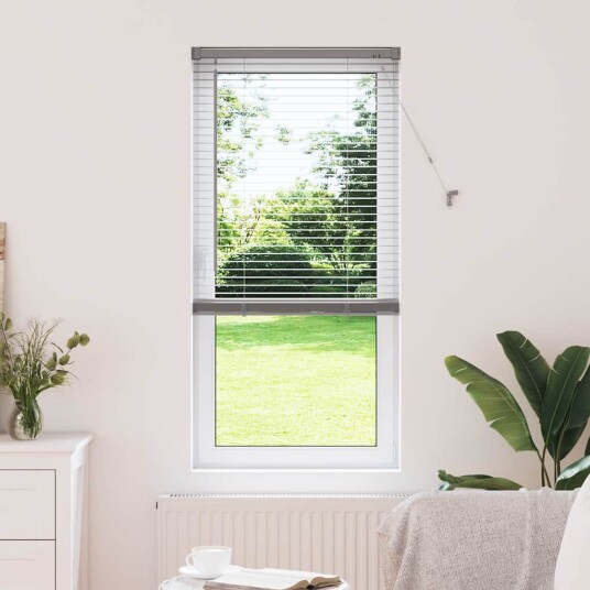  Vindu Persienne med gardiner Manual sølv Aluminium
