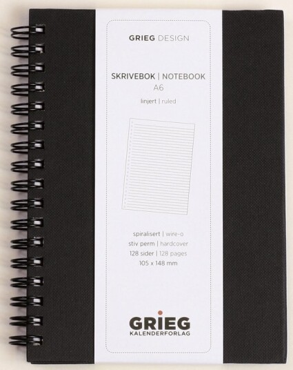 Spiralbok GRIEG A6 128s linjer sort