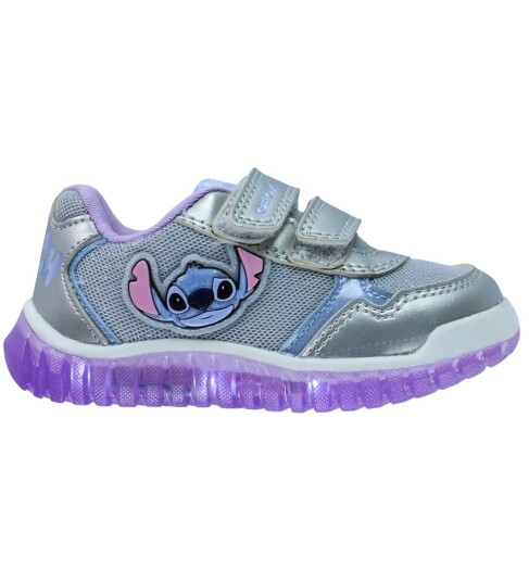 Geox Blinkende sko B Lightyloo Sølv/Lilla m. Stitch Geox 22 Blinkende sko Metallic