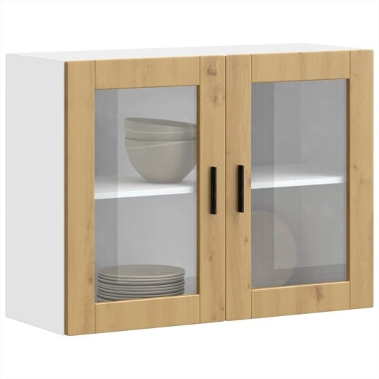 Veggmontert kjøkkenskap med glassdør Porto artisan eik 8721158424426 Veggmontert kjøkkenskap med glassdør Porto artisan eik 8721158424426
