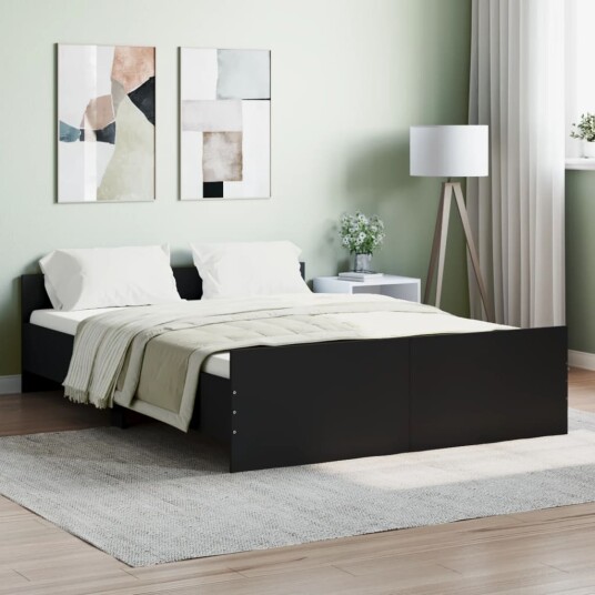 vidaXL Sengeramme med hode- og fotgavl svart 140x190 cm 8721012157392