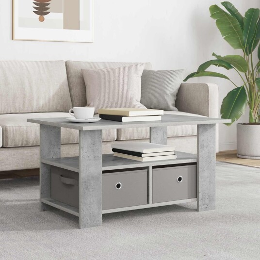 Kaffebord med skuff Betonggrå 77 x 55 x 42 cm Konstruert tre Kaffebord med skuff Betonggrå 77 x 55 x 42 cm Konstruert tre