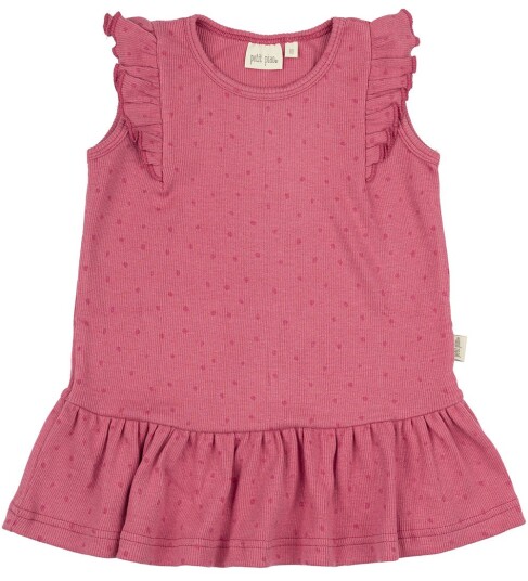Petit Piao Dress L/S Modal Frill Dot Pink 98