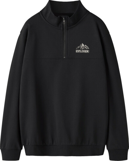 name it Nkmotto Ls Nreg Sweat Half Zip Bru - Black - 134-140