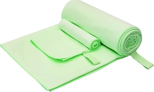 vidaXL Sports håndklesett 2 stk. Grønn 50 x 30 cm 200 x 100 cm
