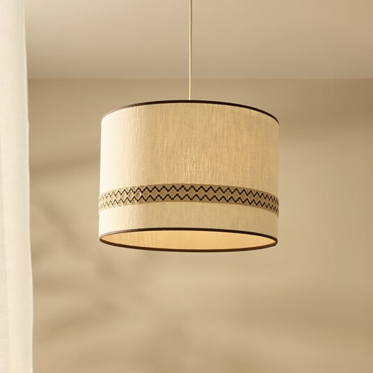 Pendellampe MARKET SET Jimmy dimmbar Beige Spisestue Stoff / Tekstil Design 32 Beige