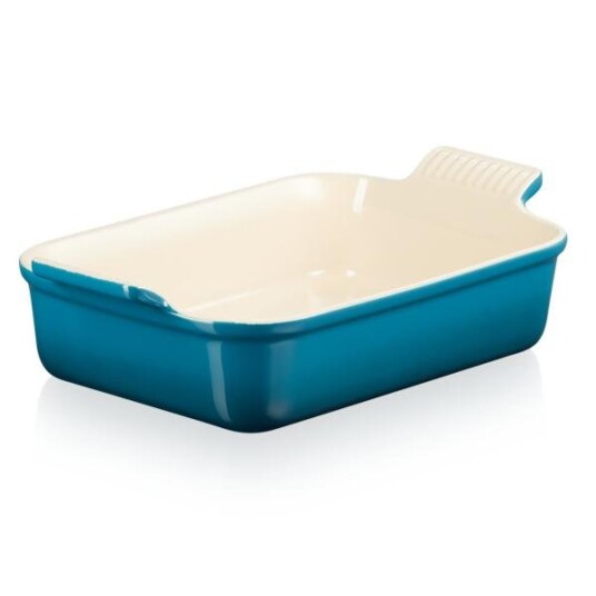 Le Creuset Heritage rektangulært fat 26x19 cm deep teal