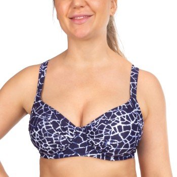 Damella Sophia Navy Crackle Underwire Bikini Bra Marine mønster polyester D 38 Dame
