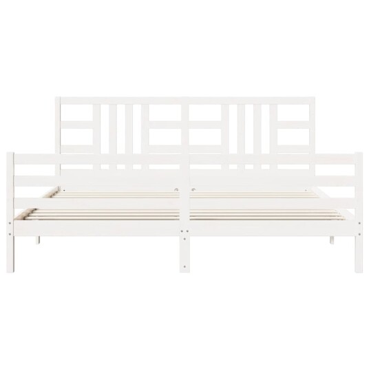 vidaXL Sengeramme med hodegavl hvit 200x200 cm heltre