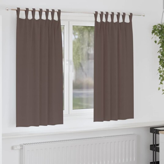 Gardiner med gardiner 2 pcs Mørkebrun 175x140cm Polyester