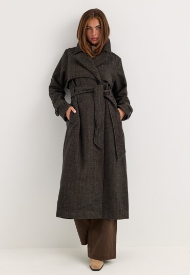 Bubbleroom Tweed Trench Coat