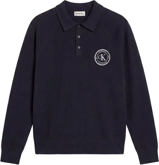 Calvin Klein Jeans Ls Ez Varsity Logo Polo 12Gg Navy M
