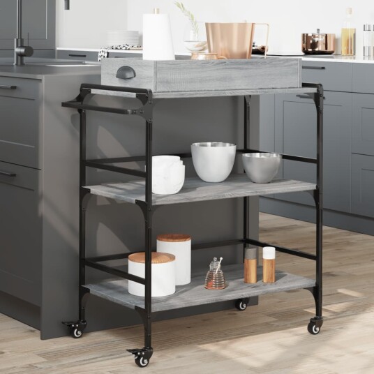 Kjøkkentralle grå sonoma 81,5x41x92,5 cm konstruert tre 842344 Kjøkkentralle grå sonoma 81,5x41x92,5 cm konstruert tre 842344