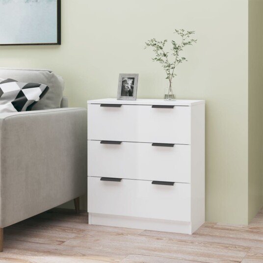 vidaXL Skjenk høyglans hvit 60x30x70 cm konstruert tre