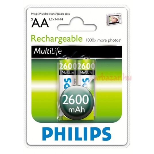 Philips Multilife 2600 mAh Oppladbare AA Batterier (2-pack) Philips Multilife 2600 mAh Oppladbare AA Batterier (2-pack)