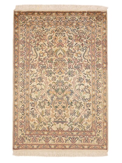 Håndknyttet. Opphav: India Kashmir ren silke Teppe 65x95