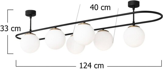 Opviq Taklampe Abaküs 4911 svart opalt glass 6 lyskilder