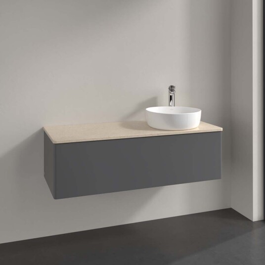 Villeroy & Boch Antao Servantskap med 1 skuff 120x50x36 cm m/lys Antrasitt/Crème Villeroy & Boch Antao Servantskap med 1 skuff 120x50x36 cm m/lys Antrasitt/Crème