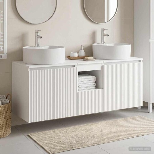 vidaXL Baderomsskapsett 3 stk. Hvit 49,5 x 44,5 x 65 cm Konstruert tre
