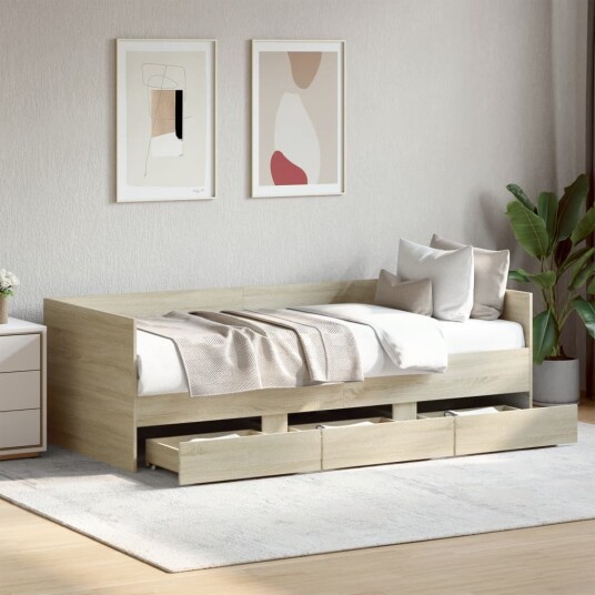  Dagseng med skuffer sonoma eik 90x190 cm konstruert tre 8721102624803