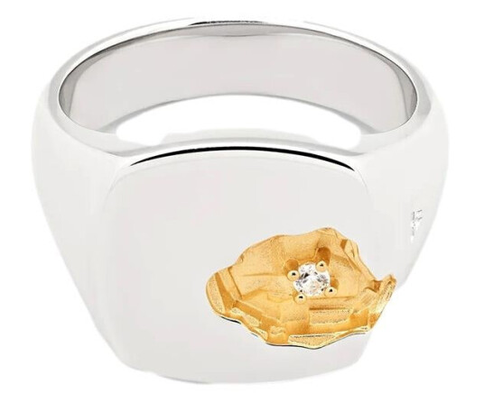 Tom Wood Jewellery Mined Ring Large Diamond Ring Sølv male 60