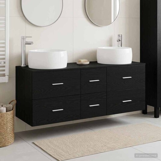 vidaXL Baderomsinnredningssett 3 stk. Svart 49,5 x 44,5 x 66 cm vidaXL Baderomsinnredningssett 3 stk. Svart 49,5 x 44,5 x 66 cm