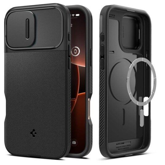 Spigen Optik Armor MagSafe Deksel for iPhone 16 Pro Max - Svart Spigen Optik Armor MagSafe Deksel for iPhone 16 Pro Max - Svart