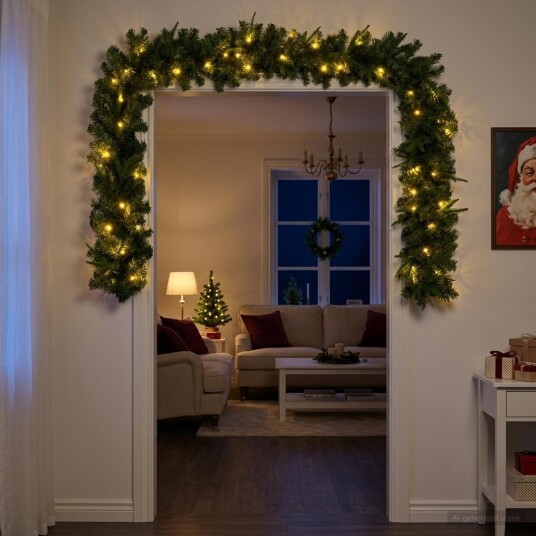 vidaXL Julekrans Grønn 270 cm PVC og PE 50 LED-lys