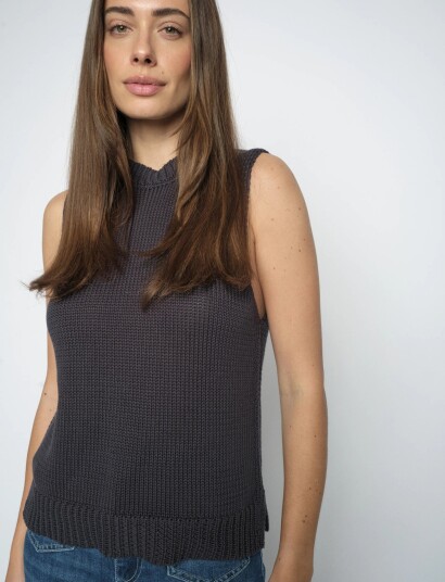 MOS MOSH Mmbine Cotton Sl Knit Top Grey XL MOS MOSH Mmbine Cotton Sl Knit Top Grey XL