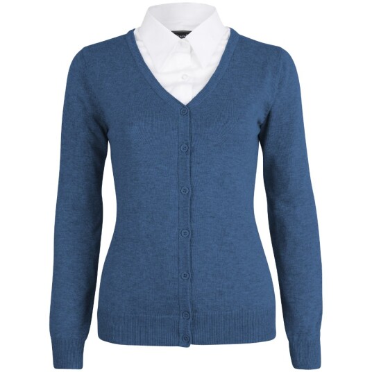 Tracker 3088 Lady Pima Cotton Cardigan Blåmelert 1 stk STK-308825 XS Tracker 3088 Lady Pima Cotton Cardigan Blåmelert 1 stk STK-308825 XS
