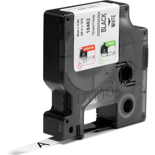Dymo Rhino polyester tape 9mm sort på hvit - 1861622