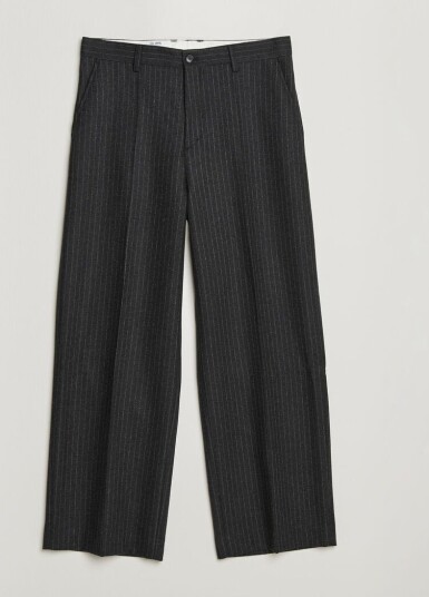 Filippa K Hector Wool Flannel Pinstriped Trousers Anthracite