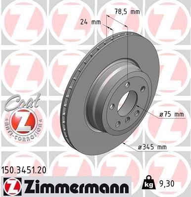 Bremseskive ZIMMERMANN 150.3451.20