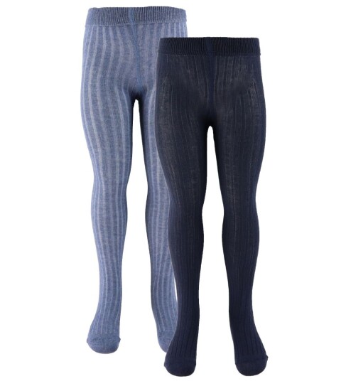 Minymo Stocking - Solid Rib 2-Pack - Blue - 56-62