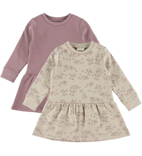 Minymo Sweat Dress Ls (2 Pack) Multi/patterned 122 Minymo Sweat Dress Ls (2 Pack) Multi/patterned 122