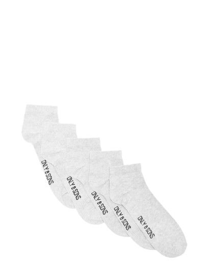 ONLY & SONS Onsfinch Quarter Sock 5-Pack Noos - Grey - 39-42