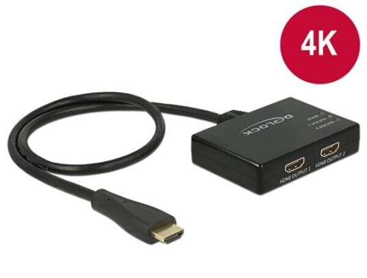 Delock 2-porters HDMI Splitter for Video og Lyd - 4K Adapter Delock 2-porters HDMI Splitter for Video og Lyd - 4K Adapter