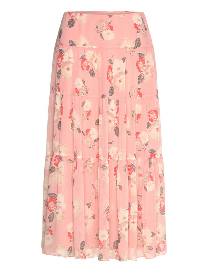 Lauren Ralph Lauren Floral Crinkle Georgette Tiered Skirt   Pink   32