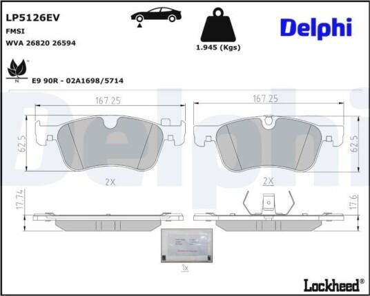 Bremseklosser DELPHI LP5126EV Bremseklosser DELPHI LP5126EV