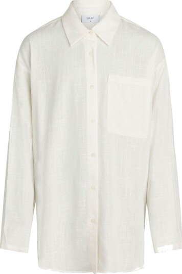Grunt Latti Ls Linen Shirt White 158-164