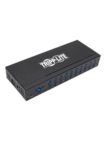 Eaton series 10 Port Industrial Grade USB 3.0 SuperSpeed Hub 20 kV ESD Immunity Iron Housing Mountable USB hub USB 3.2 10 porter Svart U360 010 IND
